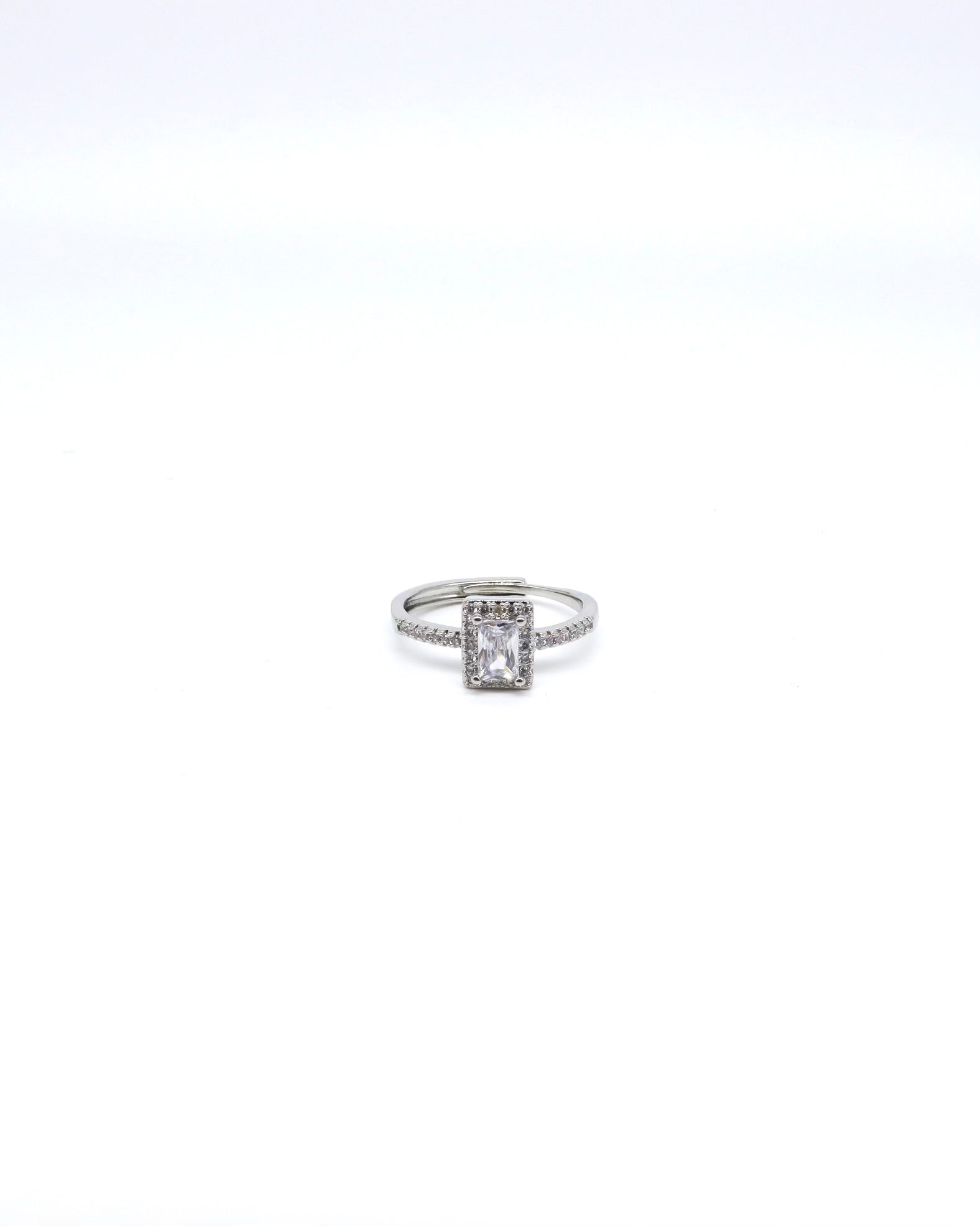 Silver Plated Adjustable Love Diamond Ring