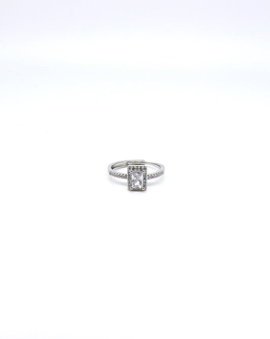 Silver Plated Adjustable Love Diamond Ring