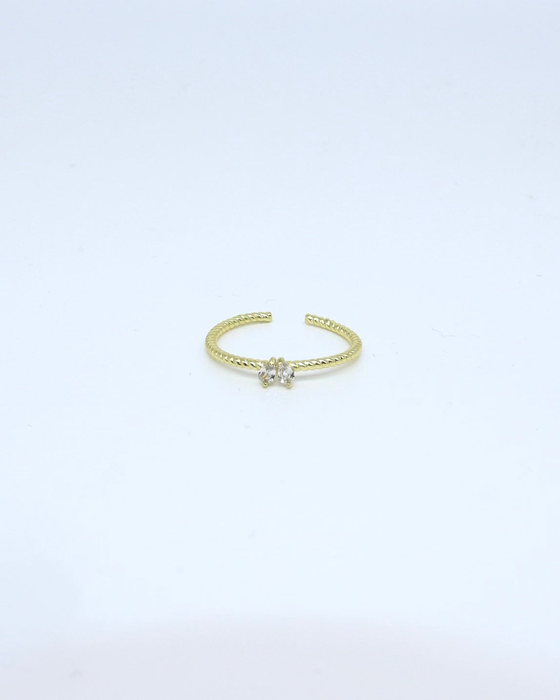 18K Gold Plated Adjustable Diamond Petite Ring