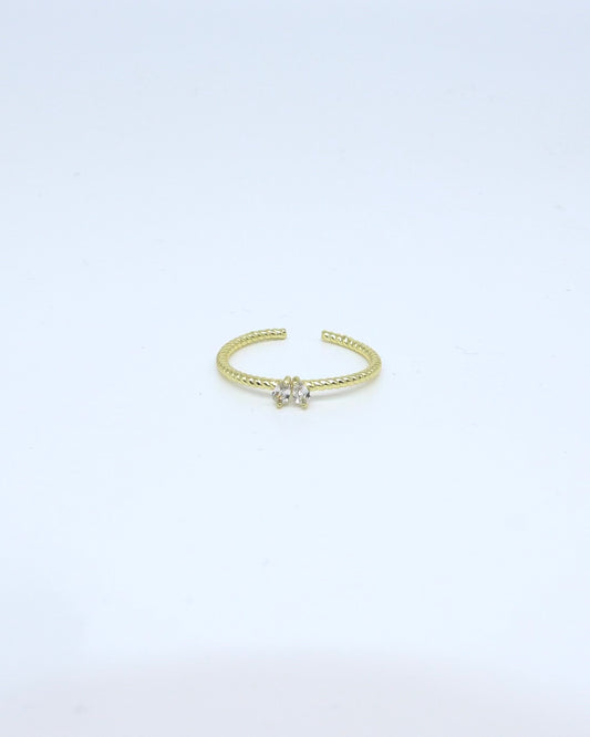 18K Gold Plated Adjustable Diamond Petite Ring