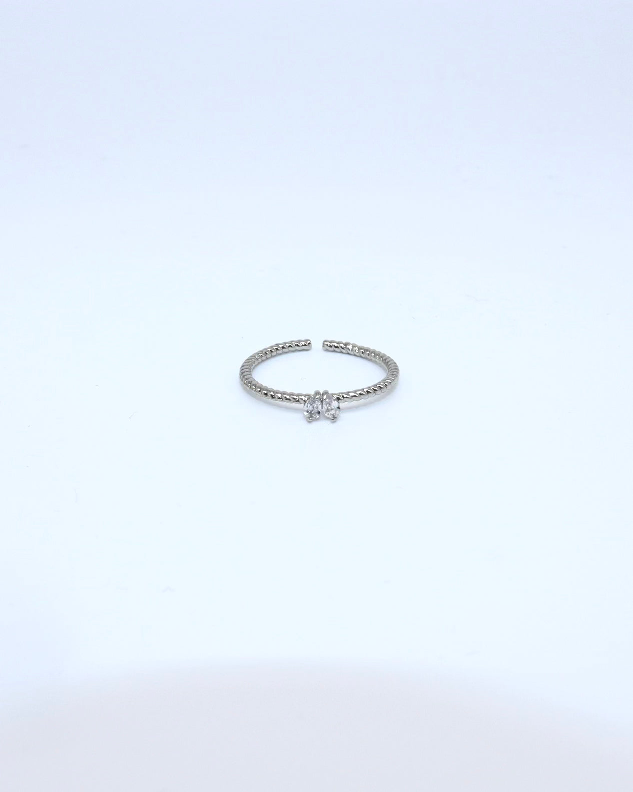 Silver Plated Adjustable Diamond Petite Ring