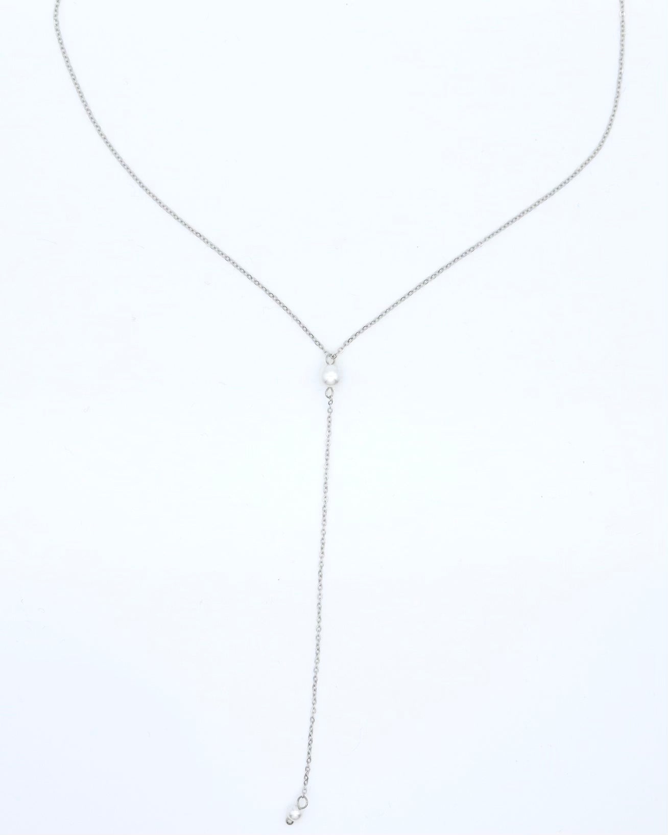 Silver Plated Minimal Pearl Necklace