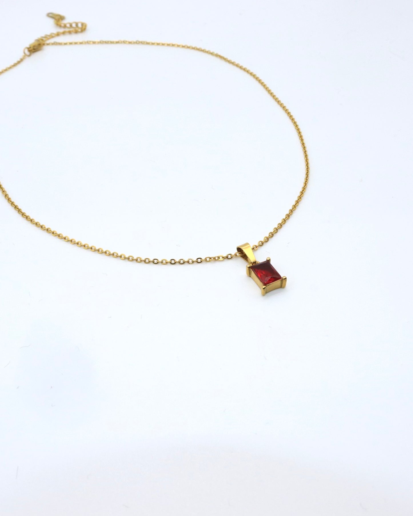 18K Gold Plated Adjustable Ruby Necklace