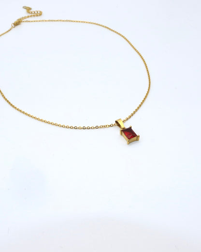 18K Gold Plated Adjustable Ruby Necklace