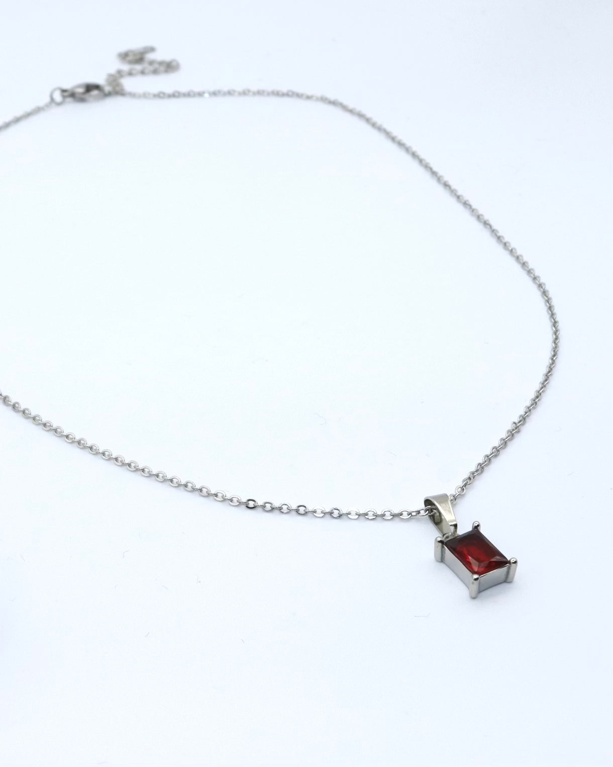 Silver Plated Adjustable Ruby Necklace