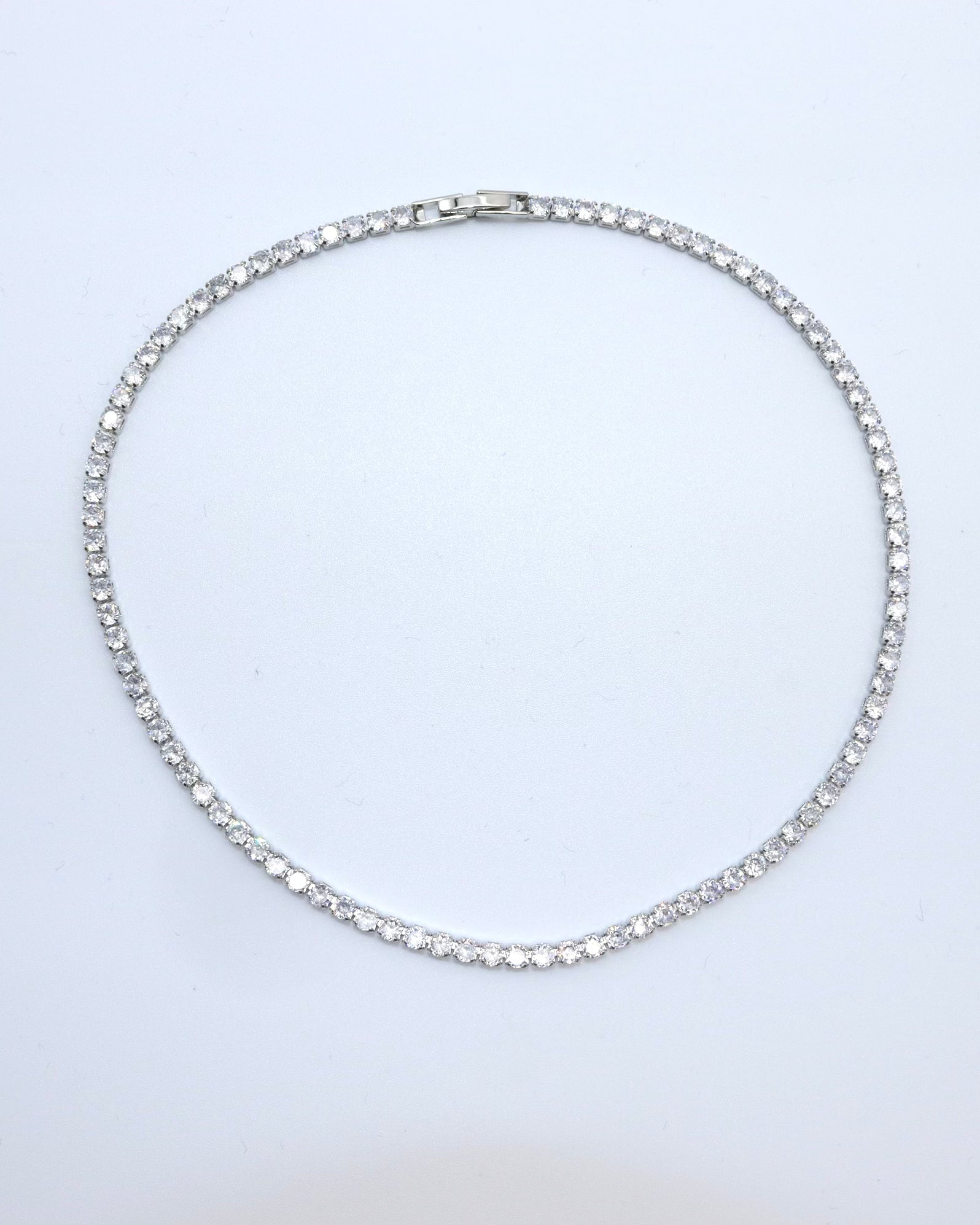 Stainless Steel Silver Plated Classic Diamond Necklace